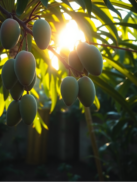 peaceful morning light filtering through tropical garden